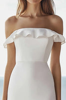Load image into Gallery viewer, Ivory Satin Bodycon Engagement Dress with Ruffles