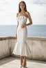 Load image into Gallery viewer, Ivory Strapless Mermaid Maxi Wedding Reception Dress with Ruffles