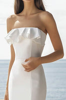 Load image into Gallery viewer, Ivory Strapless Mermaid Maxi Wedding Reception Dress with Ruffles