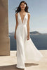 Load image into Gallery viewer, Chiffon Ivory Deep V-Neck Beach Maxi Engagement Dress