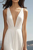 Load image into Gallery viewer, Chiffon Ivory Deep V-Neck Beach Maxi Engagement Dress