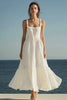 Load image into Gallery viewer, Ivory Square Neck Beach Maxi Engagement Dress with Ruffles