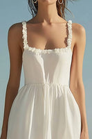 Load image into Gallery viewer, Ivory Square Neck Beach Maxi Engagement Dress with Ruffles