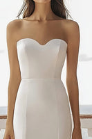 Load image into Gallery viewer, Ivory Mermaid Sweetheart Maxi Satin Wedding Reception Dress with Ruffles