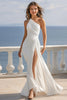 Load image into Gallery viewer, Ivory Ruched One Shoulder Beach Maxi Engagement Dress with Slit