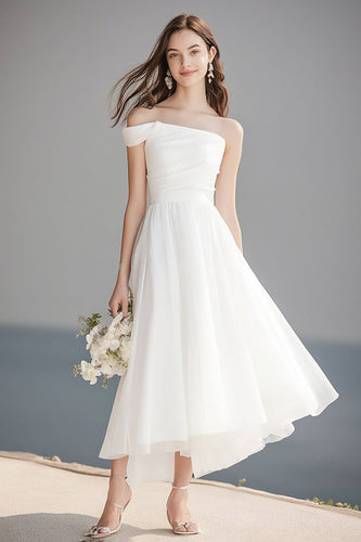 Ivory One Shoulder A Line Maxi Rehearsal Dinner Dress