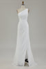 Load image into Gallery viewer, Ivory One Shoulder Chiffon Beach Maxi Engagement Dress with Slit