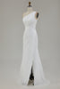 Load image into Gallery viewer, Ivory One Shoulder Chiffon Beach Maxi Engagement Dress with Slit
