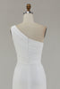 Load image into Gallery viewer, Ivory One Shoulder Chiffon Beach Maxi Engagement Dress with Slit
