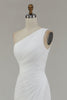 Load image into Gallery viewer, Ivory One Shoulder Chiffon Beach Maxi Engagement Dress with Slit
