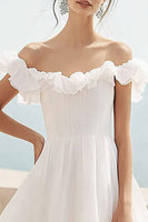 Load image into Gallery viewer, Ivory A Line Ruffled Maxi Chiffon Wedding Reception Dress