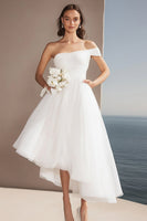 Load image into Gallery viewer, Ivory One Shoulder Tulle Asymmetrical Wedding Reception Dress