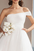 Load image into Gallery viewer, Ivory One Shoulder Tulle Asymmetrical Wedding Reception Dress