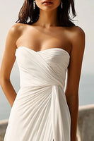 Load image into Gallery viewer, Ivory Ruched Sweetheart Beach Maxi Engagement Dress with Slit