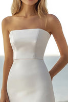 Load image into Gallery viewer, Simple Ivory Satin A Line Strapless Engagement Dress