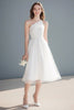 Load image into Gallery viewer, Simple Ivory A Line One Shoulder Midi Tulle Wedding Reception Dress
