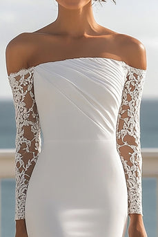 Ivory Mermaid Chiffon Maxi Rehearsal Dinner Dress with Long Sleeves