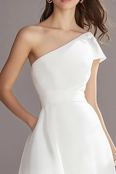 Ivory Organza One Shoulder Maxi Wedding Reception Dress