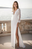 Load image into Gallery viewer, Ivory Satin Long Sleeves Maxi Wedding Reception Dress with Appliques