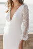 Load image into Gallery viewer, Ivory Satin Long Sleeves Maxi Wedding Reception Dress with Appliques