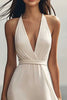 Load image into Gallery viewer, Chiffon Deep V-Neck A Line Ivory Maxi Rehearsal Dinner Dress
