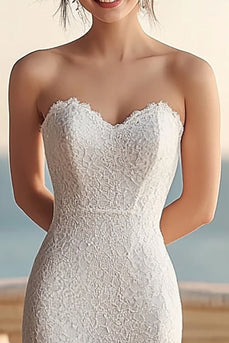 Ivory Lace Sweetheart Maxi Rehearsal Dinner Dress