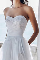 Load image into Gallery viewer, Ivory Sweetheart Chiffon A Line Maxi Engagement Dress with Appliques