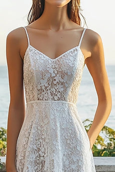 Lace Ivory A Line Beach Maxi Engagement Dress