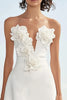 Load image into Gallery viewer, Floral Strapless Ivory Satin Maxi Rehearsal Dinner Dress