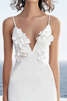 Load image into Gallery viewer, Ivory Floral Deep V-Neck Maxi Satin Rehearsal Dinner Dress