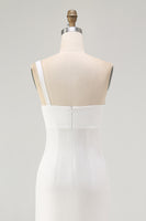 Load image into Gallery viewer, Ivory Chiffon Ruched One Shoulder Maxi Rehearsal Dinner Dress with Slit