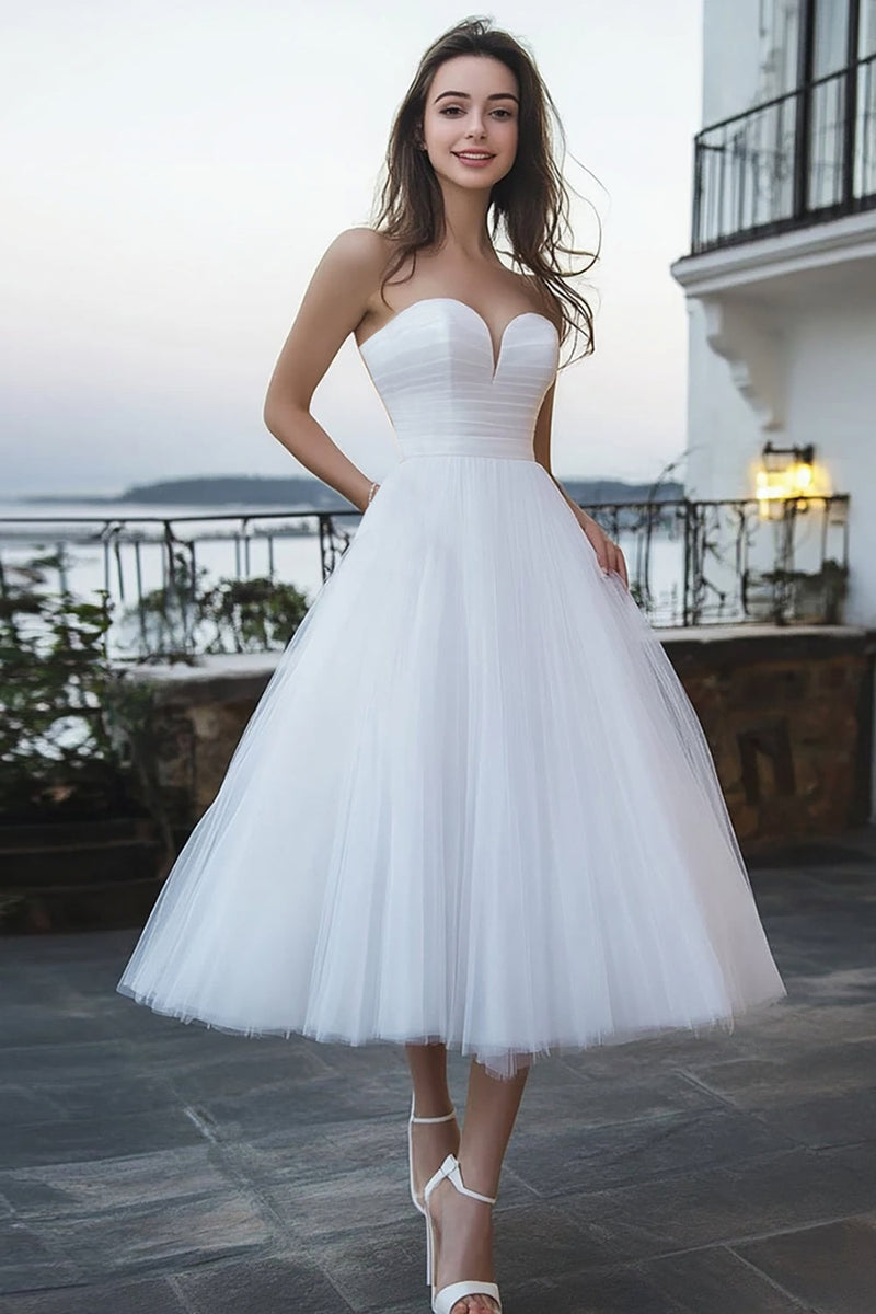 Load image into Gallery viewer, Ivory Tulle Sweetheart A Line Maxi Wedding Reception Dress