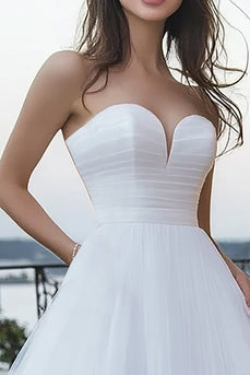Ivory Tulle Sweetheart A Line Maxi Wedding Reception Dress