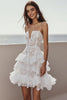 Load image into Gallery viewer, Ivory Lace A Line Mini Corset Bachelorette Dress with Ruffles