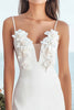 Load image into Gallery viewer, Ivory Satin Bodycon Floral Midi Bridal Shower Dress