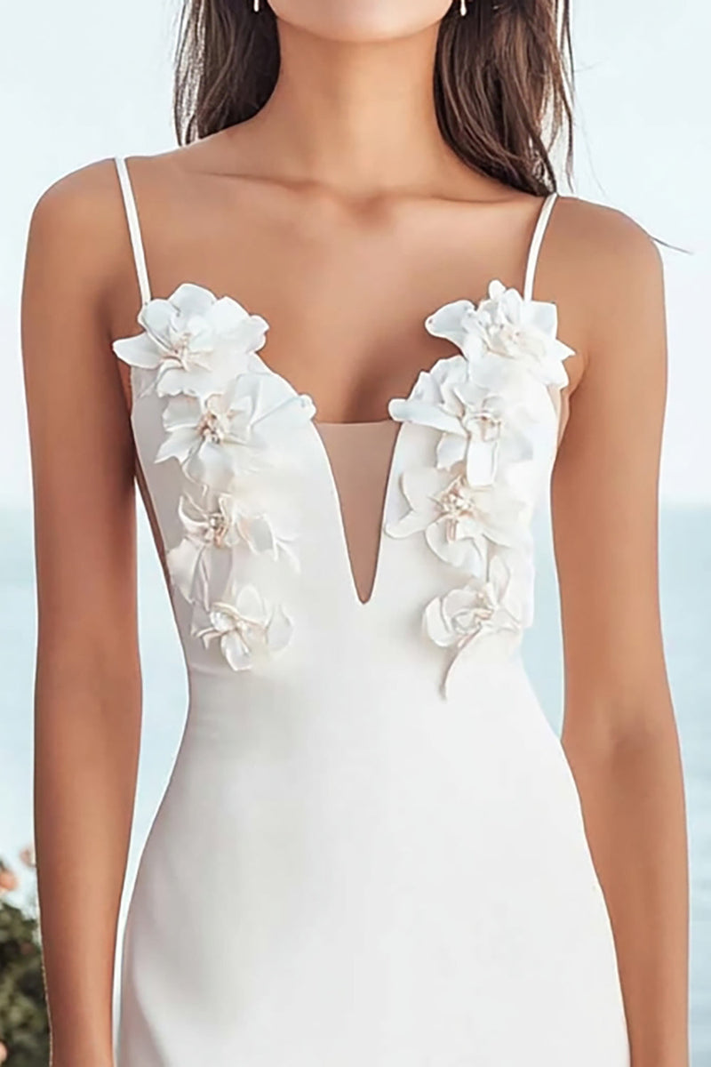 Load image into Gallery viewer, Ivory Satin Bodycon Floral Midi Bridal Shower Dress