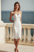 Load image into Gallery viewer, Ivory Lace Sweetheart Bodycon Midi Bachelorette Dress