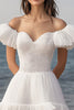 Load image into Gallery viewer, Lace Tiered Ivory Mini Bachelorette Dress with Ruffles