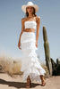 Load image into Gallery viewer, Ivory Tiered 2 Piece Maxi Boho Western Wedding Dress with Ruffles