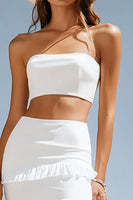 Load image into Gallery viewer, Ivory Tiered 2 Piece Maxi Boho Western Wedding Dress with Ruffles