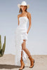 Load image into Gallery viewer, Ivory Strapless Asymmetrical Boho Western Wedding Dress with Ruffles