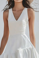 Load image into Gallery viewer, Ivory V-Neck High-Low A Line Boho Western Wedding Dress