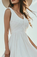 Load image into Gallery viewer, Ivory V-Neck Asymmetrical Boho Western Wedding Dress
