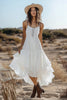 Load image into Gallery viewer, Ivory Chiffon Asymmetrical Boho Western Wedding Dress with Lace