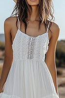 Load image into Gallery viewer, Ivory Chiffon Asymmetrical Boho Western Wedding Dress with Lace