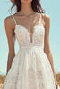 Load image into Gallery viewer, Ivory Spaghetti Straps Lace Maxi Boho Western Wedding Dress