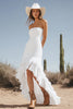 Load image into Gallery viewer, Ivory High-Low Strapless Boho Western Wedding Dress with Ruffles