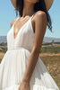 Load image into Gallery viewer, Ivory V-Neck Ruffled Midi Boho Western Wedding Dress