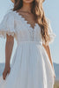 Load image into Gallery viewer, Boho Ivory Mini Sleeves Maxi Western Wedding Dress with Lace