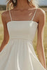 Load image into Gallery viewer, Ivory Satin A Line Mini Boho Western Wedding Dress